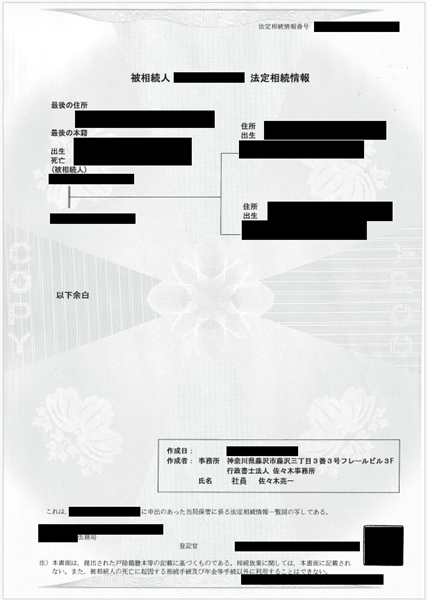 法定相続情報証明サンプル画像